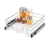 bremermann Tiroir télescopique 50 cm avec étagère, tiroir de cuisine, avec rails télescopiques, idéal pour la cuisine, la salle de bain & la chambre à coucher, en métal (Chrome)