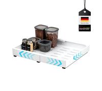 bremermann Tiroir télescopique avec étagère, extensible, largeur réglable de 31 à 51 cm, rails coulissants à coller ou à percer, tiroir de cuisine à moderniser, en métal noir (blanc)