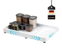 bremermann Tiroir télescopique avec étagère, extensible, largeur réglable de 43 à 67 cm, rails coulissants à coller ou à percer, tiroir de cuisine à moderniser, en métal noir (blanc)