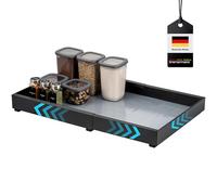 bremermann Tiroir télescopique, avec étagère, extensible, largeur réglable de 43 à 67 cm, rails coulissants à coller ou à percer, en métal noir, pour rénovation