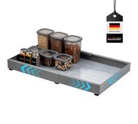 bremermann Tiroir télescopique avec étagère, extensible, largeur réglable de 43 à 67 cm, rails coulissants à coller ou à percer, tiroir de cuisine à moderniser, en métal noir (gris)