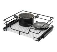 bremermann Tiroir télescopique, largeur 60 cm, avec tablette, rails télescopiques, tiroir coulissant idéal pour la cuisine et la salle de bains, en métal (Noir)