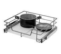 bremermann Tiroir télescopique, largeur 60 cm, avec tablette, rails télescopiques, tiroir coulissant idéal pour la cuisine et la salle de bains, en métal (Gris)