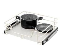 bremermann Tiroir télescopique, largeur 60 cm, avec tablette, rails télescopiques, tiroir coulissant idéal pour la cuisine et la salle de bains, en métal (Blanc crème)