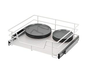 bremermann Tiroir télescopique, largeur 60 cm, avec tablette, rails télescopiques, tiroir coulissant idéal pour la cuisine et la salle de bains, en métal (Blanc)