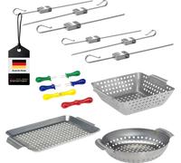 bremermann Veggie Grill-Set 13pcs. paniers à grillades, plaques de grillades, piques à grillades et supports pour épis de maïs en acier inoxydable