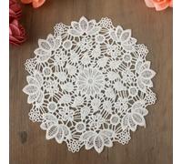Bremorou Lot de 6 petits napperons ronds en dentelle brodés - Blanc - Fait à la main - Pour mariage, fête d'anniversaire, décoration de vaisselle