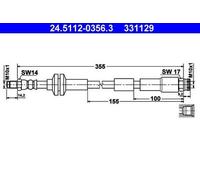 ATE 24.5112-0356.3 Flexible de frein pour ABARTH,CHRYSLER,FIAT,FORD,LANCIA