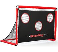 BremToy 2 en 1 but de football entraîneur, but de football avec mur de but, but de football enfants avec sac de transport, 3 trous de tir, 4 piquets en forme de U, entraînement de football pour famill