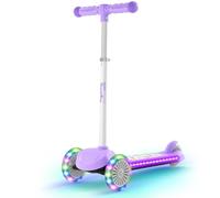 BremToy Trottinette Enfant 3 Ans, Trottinette Enfant avec Plateau Lumineux et Roues LED PU, Hauteur Réglable sur 4 Niveaux, Freinage Réactif, Légère, Trotinette Enfants pour Débutants de 3 à 8 Ans