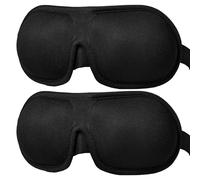 Brencco Masque de Nuit Occultant, Sangle Élastique Réglable, Noir, Lot de 2 | Masques de Sommeil 3D, Cavités Oculaires de 10 mm, Sans Pression, pour Voyage, Sieste, Travail de Nuit et Dormir sur le Côté