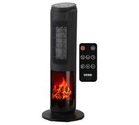 BREND BR-2222 Chauffage Électrique avec Cheminée Décorative et Thermostat 18-45°C - Chauffage Céramique avec Oscillation - Effet Flamme Réaliste - Minuterie - Noir