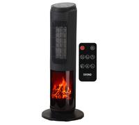 BREND BR-2222 Chauffage Électrique avec Cheminée Décorative et Thermostat - Chauffage Céramique - Effet Flamme Réaliste - Noir