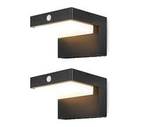Brendz Applique Murale Exterieur Detecteur de Mouvement, Applique Solaire Exterieur, 400 Lumens, Étanche IP44, Lumière Blanche Chaude 3000K, 2 Modes de Lumière, Lampe Murale exterieur, Lima 2 pièces