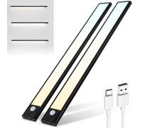 Brendz Bande lumineuse LED USB-C, 3 températures de couleur | détecteur de mouvement, lumières à intensité variable pour armoire et placard, 2 x 40 cm