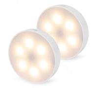 Brendz Éclairage LED rond pour armoire, commande tactile, rechargeable USB-C, intensité variable, magnétique, 2 pièces, 3 températures de couleur, lampe LED, batterie, éclairage d'escalier