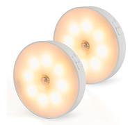 Brendz Lampe Detecteur de Mouvement Interieur Ronde, Rechargeable par USB-C, Magnétique, 2 pièces, Blanc Chaud 3000K, Veilleuse, Lampe LED Rechargeable, Lampe Placard