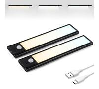Brendz Veilleuse LED adhésive magnétique rechargeable USB-C | 3 températures de couleur, lumière nocturne pour vestiaires, couloirs, chambres, garage, escaliers, 2 x 20 cm