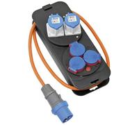Brennenstuhl 1151600030 Répartiteur électrique 230 V avec fiche (2 CEE, 3 Prises de Contact de Protection, câble H07RN-F 3G2,5, idéal pour Le Camping, fabriqué en Allemagne), Orange/Noir
