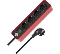 BRENNENSTUHL 1153240070 - Base múltiple Ecolor Roja/Negra Con diseño compacto (4 Tomas)