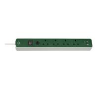 Brennenstuhl 1153243029 Ecolor Multiplug Vert/Blanc SASO Avec USB 3m