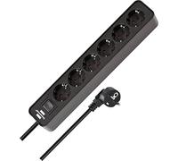 BRENNENSTUHL 1153260000 - Base múltiple Ecolor Negra Con diseño compacto (6 Tomas)