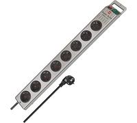 BRENNENSTUHL A1945301201153340118 1153340118-Base múltiple Super-Solid-Line Color Plata Con la Salida Del Cable en lado opuesto al interruptor (8 Tomas), Multicolor, 2,5 m