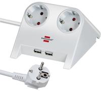 BRENNENSTUHL 1153520222 - Base múltiple de sobremesa Con 2 Tomas y 2 puertos USB (Color Blanco)