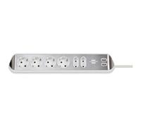 Brennenstuhl Prolongateur multiprise avec fonction de charge USB 6 voies 4x Prises de contact de protection & 2x Euro argent/blanc - 1153590620