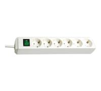 Brennenstuhl Multiprise Eco-Line 1159520400 – 6 prises, câble 3 m, avec interrupteur, blanche