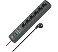 Brennenstuhl 1159540366 Secure-Tec Prolongateur multiprise, Anthracite, 2m | Multiprise avec câble de 2 m et interrupteur, conçue en Allemagne, gris