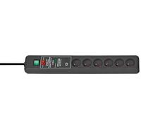 Brennenstuhl Multiprise Secure-Tec 1159541376 – 6 prises, parasurtenseur 15000 A, signal sonore – Noir