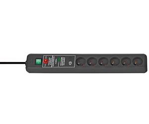 Brennenstuhl 1159541376 Secure-Tec Bloc de 6 Prises avec parasurtenseur 15000 A signal sonore Noir