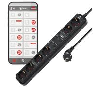 Rallonge à 6 prises Eco-Line Connexion Wifi Noir 1,5 m