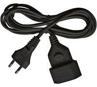 BRENNENSTUHL 1161800 - Alargador eléctrico IP20 H03VVH2-F 2x0,75 de 5 m (Negro) Con clavija y toma Tipo Euro