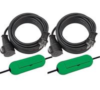 Brennenstuhl 1167810 Lot de 2 rallonges en caoutchouc de qualité IP44 Noir 5 m [2 x câbles 5 m | avec 2 x coffre-fort Box]
