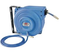 Brennenstuhl 1240320300 Bobine automatique avec tube flexible 10 M + 2 M (diamètre 8 mm) en polyuréthane boîte automatique Air-Afp pour montage mural et plafond, bleu