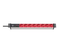 Brennenstuhl 1390007118 Alu-Line bloc multiprise 8 prises 2 mètres H05VV-F 3G1,0 + interrupteur rouge