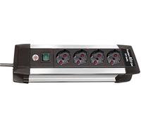 Brennenstuhl 1391005014 Multiprise, série Premium Alu Line, 4 Prises Italiennes (10/16A), Bords en Aluminium, Interrupteur Lumineux