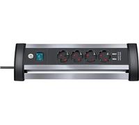 BRENNENSTUHL 1394000534 - Base múltiple Alu-Office-Line Para sobremesa (4 Tomas + 2 puertos USB)
