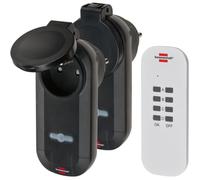 Brennenstuhl Télécommande et 2 récepteurs Comfort-Line 1507031 – IP44 Extérieur, 2 prises Noir/Blanc