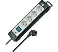 BRENNENSTUHL 1951540101 - Base múltiple Premium-Line Gris Claro/Negra Con varias posibilidad de instalación y fijación (4 Tomas y 5 m)