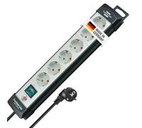 BRENNENSTUHL 1951560101 - Base múltiple Premium-Line Gris Claro/Negra Con varias posibilidad de instalación y fijación (6 Tomas y 5 m)