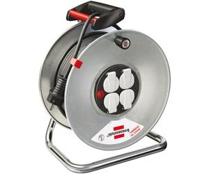 Brennenstuhl 50m 1198560 Rallonge avec Enrouleur Garant S 4, avec câble H05VV-F 3G1,5 de 50 m, Noir, Bleu, Rouge, Argent, Blanc