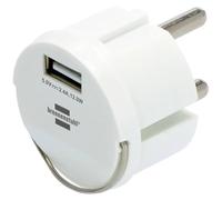 Brennenstuhl Adaptateur pour Port USB/Chargeur Port USB A (pour Prise de Courant Standard français et Allemand, entrée 0,25A 230V, Sortie 5V 2,4A, Puissance Max 12W, Anneau Rabattable)