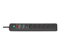 Brennenstuhl Multiprise Secure-Tec 1159541376 – 6 prises, parasurtenseur 15000 A, signal sonore – Noir