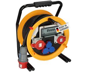 Brennenstuhl Brobusta 380 CEE 2 FI IP44 Enrouleur de câble 25 m avec protection FI, pour une utilisation continue en extérieur, fabriqué en Allemagne