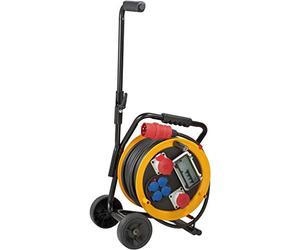 Brennenstuhl Brobusta CEE 2 FI IP44 industrielle/constructionpré-joint bebnow avec chariot, 30m - caoutchouc spécial (pour le chantier de construction et extérieur, Made in Germany) jaune