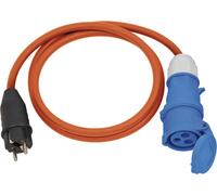 Brennenstuhl 1132910525 Adaptateur Camping couplage coudé CEE avec Prise de Contact de Protection (câble de 1,5, 230 V/16 A, Utilisation en extérieur, fabriqué en Allemagne), Orange/Bleu