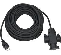 Brennenstuhl Câble d'extension de chantier 25m H07RN-F3G1,5 noir avec accouplement caoutchouc 3 voies IP44 - 1167820301